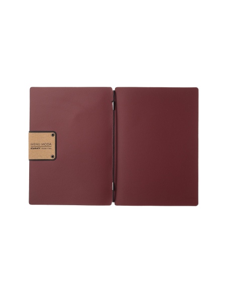Porta Menu A5 (16,5x23,1 cm) etichetta PATCH "menu" solo elastico nero PORTOFINO BORDEAUX