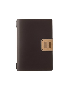Porta Menu A5 (16,5x23,1 cm) etichetta PATCH "personalizzata" (minimo 18 pezzi) 2 buste (4 facciate) elastico nero PORTOFINO MAR