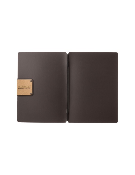 Porta Menu A5 (16,5x23,1 cm) etichetta PATCH "personalizzata" (minimo 18 pezzi) solo elastico nero PORTOFINO MARRONE