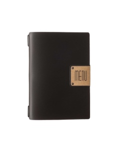 Porta Menu A5 (16,5x23,1 cm) etichetta PATCH "menu" solo elastico nero PORTOFINO NERO