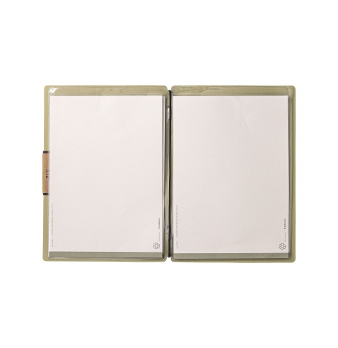 Porta Menu A5 (16,5x23,1 cm) etichetta PATCH "menu" 2 buste (4 facciate) elastico nero PORTOFINO SALVIA