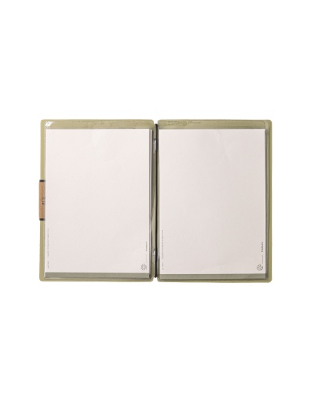 Porta Menu A5 (16,5x23,1 cm) etichetta PATCH "menu" 2 buste (4 facciate) elastico nero PORTOFINO SALVIA