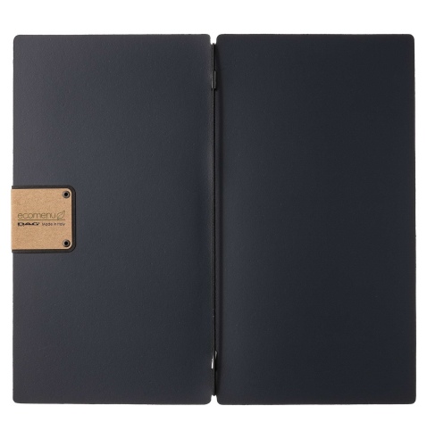 Porta Menu A4 SLIM (17,4x31,8 cm) etichetta PATCH "personalizzata" (minimo 18 pezzi) solo elastico nero PORTOFINO BLU