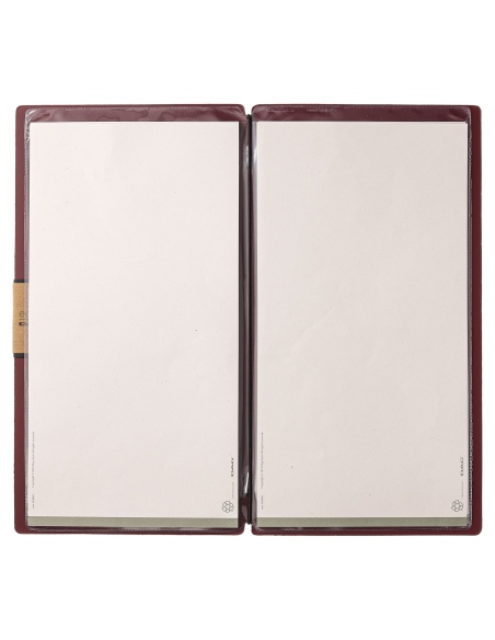Porta Menu A4 SLIM (17,4x31,8 cm) etichetta PATCH "personalizzata" (minimo 18 pezzi) 2 buste (4 facciate) elastico nero PORTOFIN
