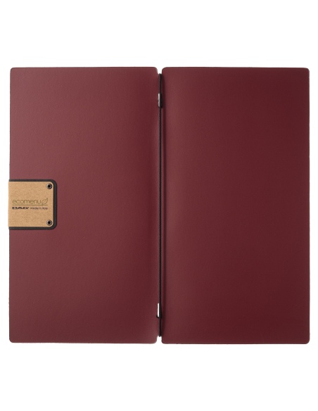 Porta Menu A4 SLIM (17,4x31,8 cm) etichetta PATCH "personalizzata" (minimo 18 pezzi) solo elastico nero PORTOFINO BORDEAUX