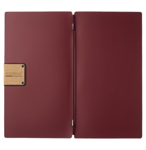 Porta Menu A4 SLIM (17,4x31,8 cm) etichetta PATCH "menu" solo elastico nero PORTOFINO BORDEAUX