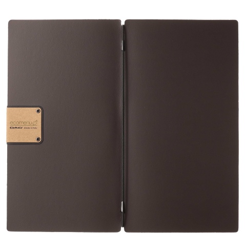 Porta Menu A4 SLIM (17,4x31,8 cm) etichetta PATCH "personalizzata" (minimo 18 pezzi) solo elastico nero PORTOFINO MARRONE