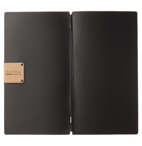 Porta Menu A4 SLIM (17,4x31,8 cm) etichetta PATCH "menu" solo elastico nero PORTOFINO NERO