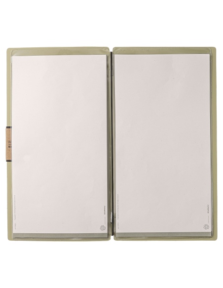 Porta Menu A4 SLIM (17,4x31,8 cm) etichetta PATCH "personalizzata" (minimo 18 pezzi) 2 buste (4 facciate) elastico nero PORTOFIN