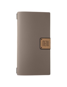Porta Menu A4 SLIM (17,4x31,8 cm) etichetta PATCH "menu" solo elastico nero PORTOFINO TORTORA