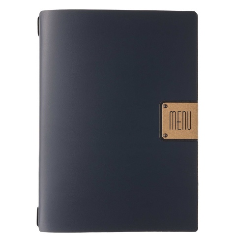 Porta Menu A4 (23,2x31,8 cm) etichetta PATCH "personalizzata" (minimo 18 pezzi) solo elastico nero PORTOFINO BLU