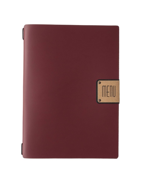 Porta Menu A4 (23,2x31,8 cm) etichetta PATCH "menu" solo elastico nero PORTOFINO BORDEAUX