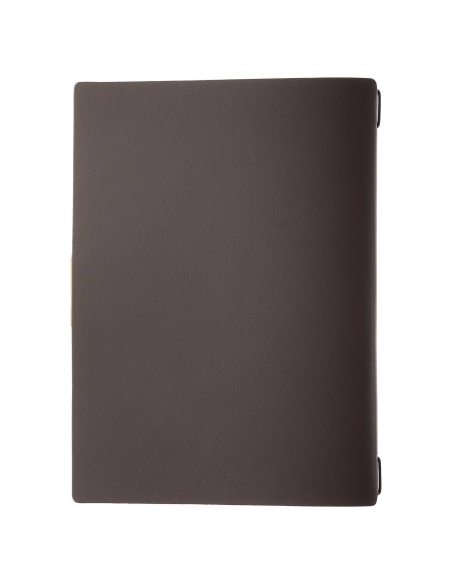 Porta Menu A4 (23,2x31,8 cm) etichetta PATCH "menu" 2 buste (4 facciate) elastico nero PORTOFINO MARRONE