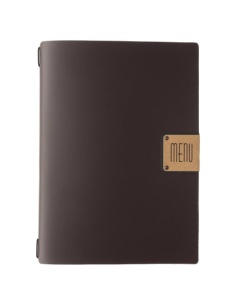 Porta Menu A4 (23,2x31,8 cm) etichetta PATCH "menu" solo elastico nero PORTOFINO MARRONE