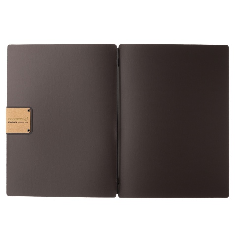Porta Menu A4 (23,2x31,8 cm) etichetta PATCH "menu" solo elastico nero PORTOFINO MARRONE