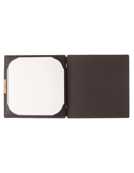 Porta Menu QUADRATO (23x23,1 cm) etichetta PATCH "menu" cornicetta (4 facciate) elastico nero BICOLOR SABBIA