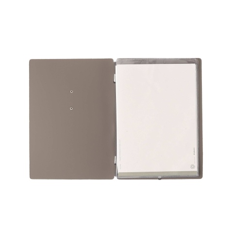 Porta Menu A5 (16,5x23,1 cm) etichetta METAL "menu" 2 buste (4 facciate) elastico nero BICOLOR COCOA