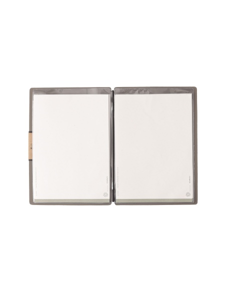 Porta Menu A5 (16,5x23,1 cm) etichetta PATCH "menu" 2 buste (4 facciate) elastico nero BICOLOR COCOA