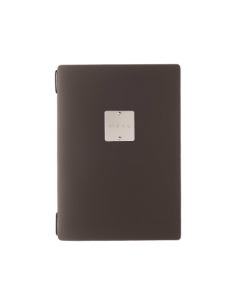 Porta Menu A5 (16,5x23,1 cm) etichetta METAL "personalizzata" (minimo 18 pezzi) solo elastico nero BICOLOR COCOA