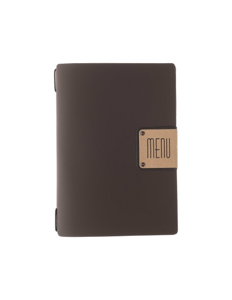 Porta Menu A5 (16,5x23,1 cm) etichetta PATCH "menu" solo elastico nero BICOLOR COCOA