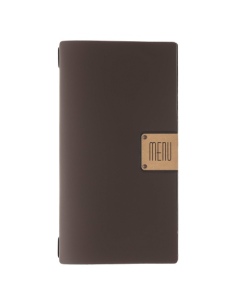 Porta Menu A4 SLIM (17,4x31,8 cm) etichetta PATCH "personalizzata" (minimo 18 pezzi) 2 buste (4 facciate) elastico nero BICOLOR 