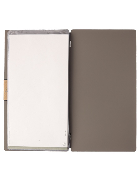 Porta Menu A4 SLIM (17,4x31,8 cm) etichetta PATCH "menu" 2 buste (4 facciate) elastico nero BICOLOR COCOA