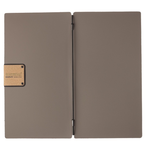 Porta Menu A4 SLIM (17,4x31,8 cm) etichetta PATCH "menu" solo elastico nero BICOLOR COCOA