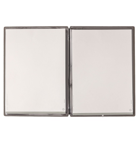 Porta Menu A4 (23,2x31,8 cm) etichetta METAL "menu" 2 buste (4 facciate) elastico nero BICOLOR COCOA