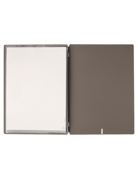 Porta Menu A4 (23,2x31,8 cm) etichetta METAL "menu" 2 buste (4 facciate) elastico nero BICOLOR COCOA