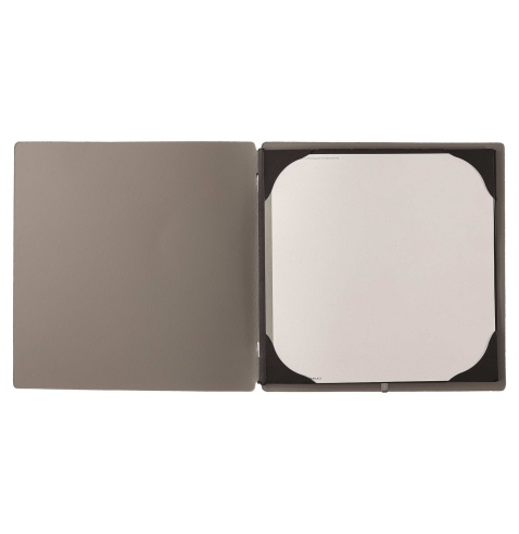 Porta Menu QUADRATO (23x23,1 cm) stampa bassorilievo cornicetta (4 facciate) elastico nero PORTOFINO TORTORA