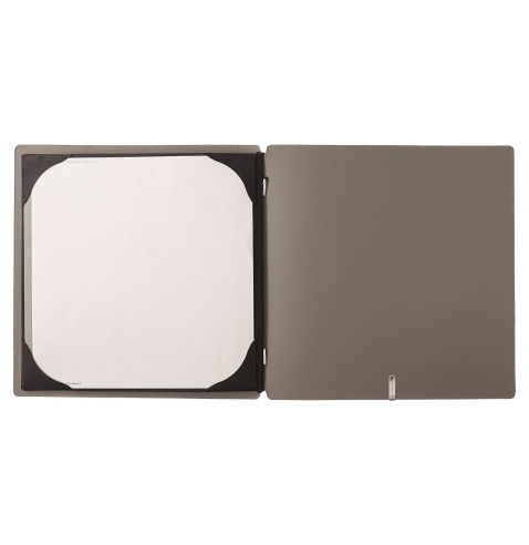 Porta Menu QUADRATO (23x23,1 cm) stampa bassorilievo cornicetta (4 facciate) elastico nero PORTOFINO TORTORA