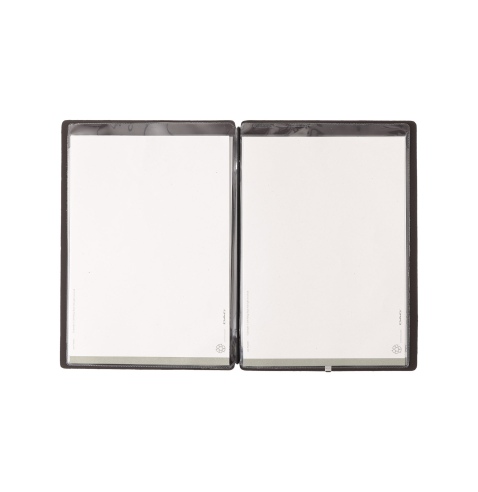 Porta Menu A5 (16,5x23,1 cm) senza etichetta 2 buste (4 facciate) elastico nero BICOLOR SABBIA