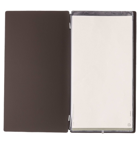 Porta Menu A4 SLIM (17,4x31,8 cm) senza etichetta 2 buste (4 facciate) elastico nero BICOLOR SABBIA