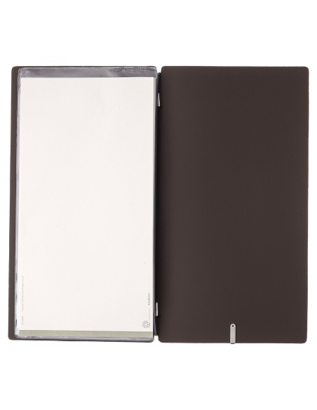Porta Menu A4 SLIM (17,4x31,8 cm) senza etichetta 2 buste (4 facciate) elastico nero BICOLOR SABBIA