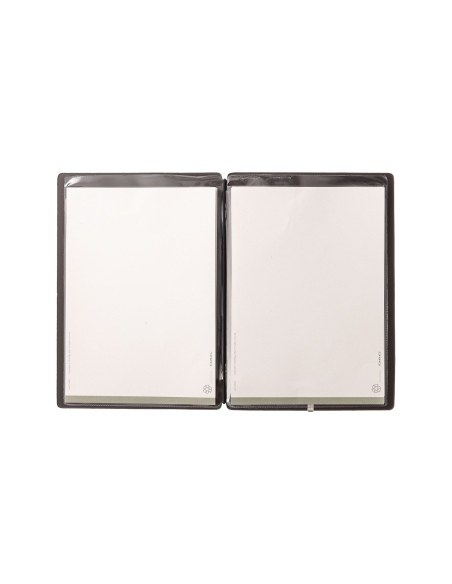 Porta Menu A5 (16,5x23,1 cm) senza etichetta 2 buste (4 facciate) elastico nero PORTOFINO MARRONE