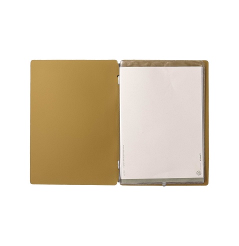 Porta Menu A5 (16,5x23,1 cm) senza etichetta 2 buste (4 facciate) elastico nero PORTOFINO OCRA