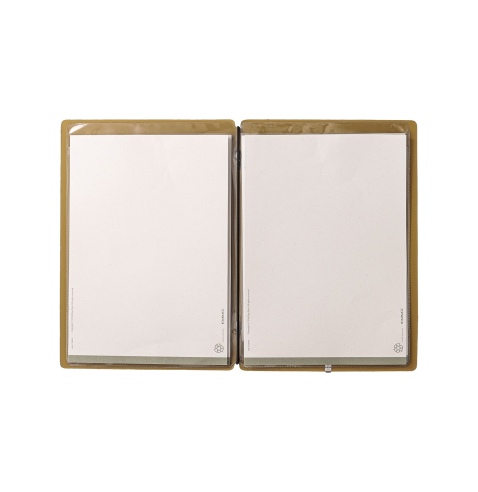 Porta Menu A5 (16,5x23,1 cm) senza etichetta 2 buste (4 facciate) elastico nero PORTOFINO OCRA