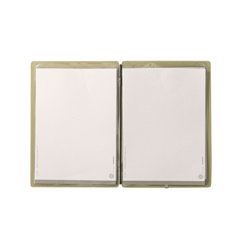 Porta Menu A5 (16,5x23,1 cm) senza etichetta 2 buste (4 facciate) elastico nero PORTOFINO SALVIA