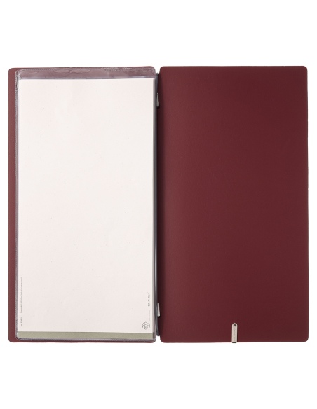 Porta Menu A4 SLIM (17,4x31,8 cm) senza etichetta 2 buste (4 facciate) elastico nero PORTOFINO BORDEAUX