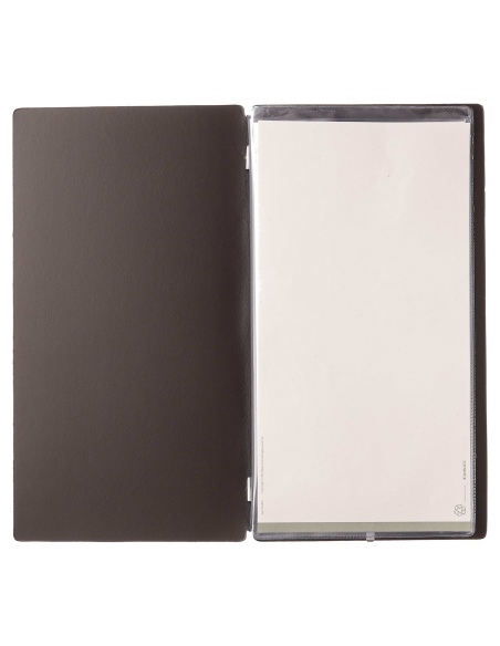 Porta Menu A4 SLIM (17,4x31,8 cm) senza etichetta 2 buste (4 facciate) elastico nero PORTOFINO MARRONE