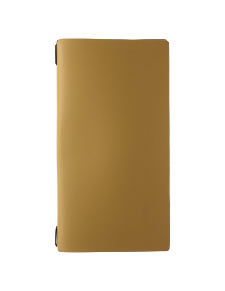 Porta Menu A4 SLIM (17,4x31,8 cm) senza etichetta 2 buste (4 facciate) elastico nero PORTOFINO OCRA