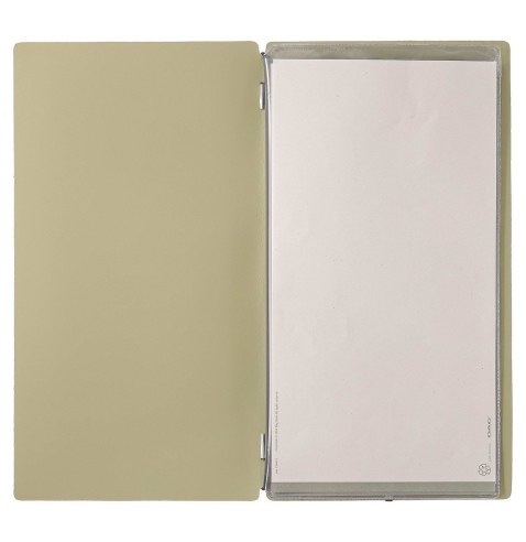 Porta Menu A4 SLIM (17,4x31,8 cm) senza etichetta 2 buste (4 facciate) elastico nero PORTOFINO SALVIA