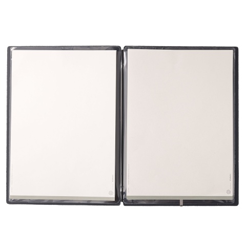 Porta Menu A4 (23,2x31,8 cm) senza etichetta 2 buste (4 facciate) elastico nero PORTOFINO BLU