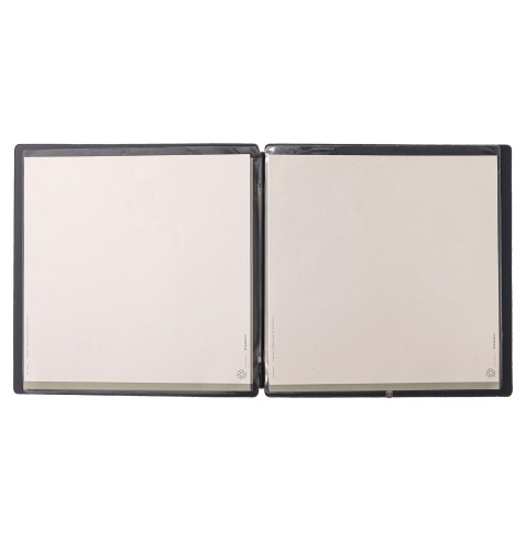 Porta Menu QUADRATO (23x23,1 cm) senza etichetta 2 buste (4 facciate) elastico nero PORTOFINO BLU