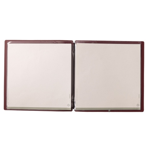 Porta Menu QUADRATO (23x23,1 cm) senza etichetta 2 buste (4 facciate) elastico nero PORTOFINO BORDEAUX