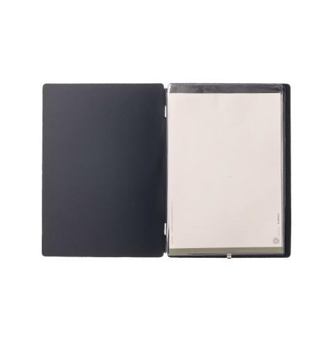 Porta Menu A5 (16,5x23,1 cm) stampa bassorilievo 2 buste (4 facciate) elastico nero PORTOFINO BLU