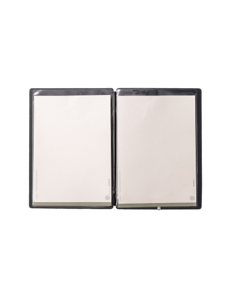 Porta Menu A5 (16,5x23,1 cm) stampa bassorilievo 2 buste (4 facciate) elastico nero PORTOFINO BLU