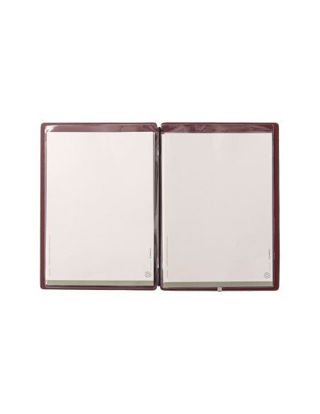 Porta Menu A5 (16,5x23,1 cm) stampa bassorilievo 2 buste (4 facciate) elastico nero PORTOFINO BORDEAUX