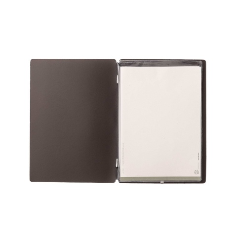 Porta Menu A5 (16,5x23,1 cm) stampa bassorilievo 2 buste (4 facciate) elastico nero PORTOFINO MARRONE