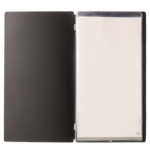 Porta Menu A4 SLIM (17,4x31,8 cm) stampa bassorilievo 2 buste (4 facciate) elastico nero PORTOFINO NERO